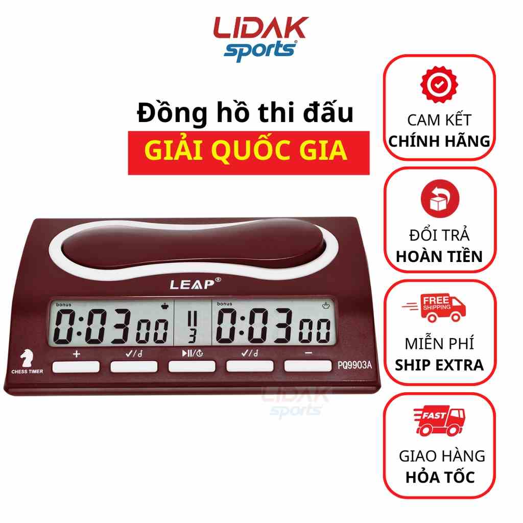 Đồng hồ chơi cờ vua , cờ tướng , bấm giây đếm ngược thời gian thi đấu chính hãng LEAP PQ9903A - LIDAK SPORT