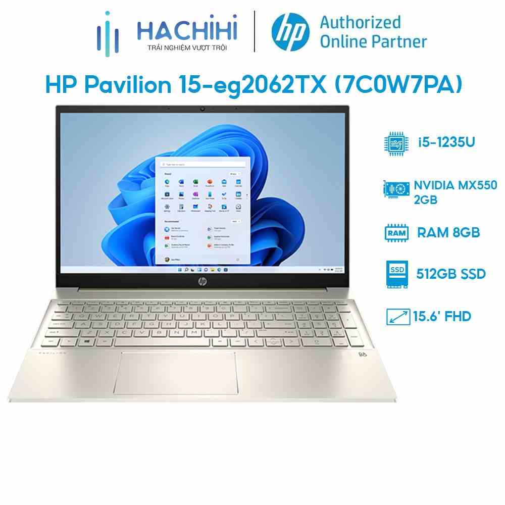 Laptop HP Pavilion 15-eg2062TX 7C0W7PA (i5-1235U | 8GB | 512GB | VGA MX550 2GB | 15.6 FHD | Win 11)