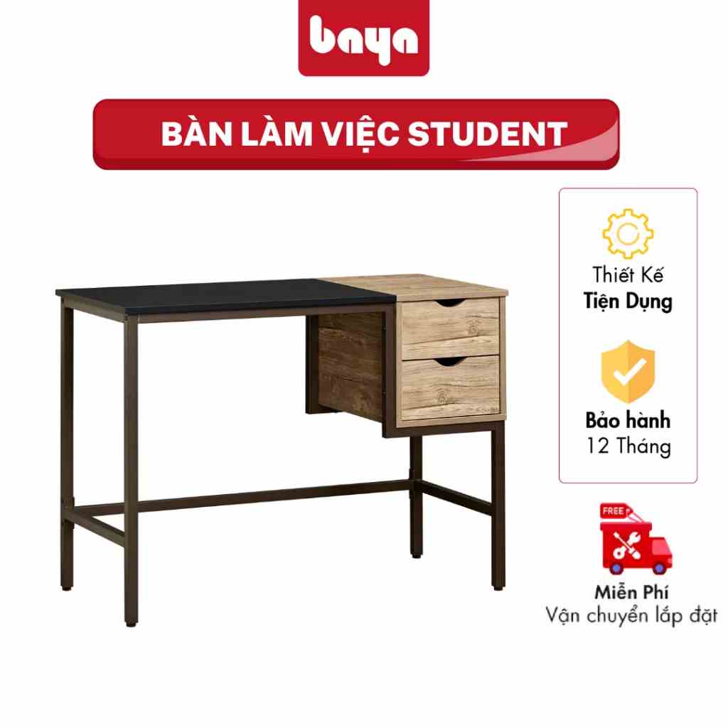 Bàn Làm Việc Và Học Tập BAYA STUDENT  Màu Sắc Nâu Đen, Kích Thước D100xW48xH76 2001081