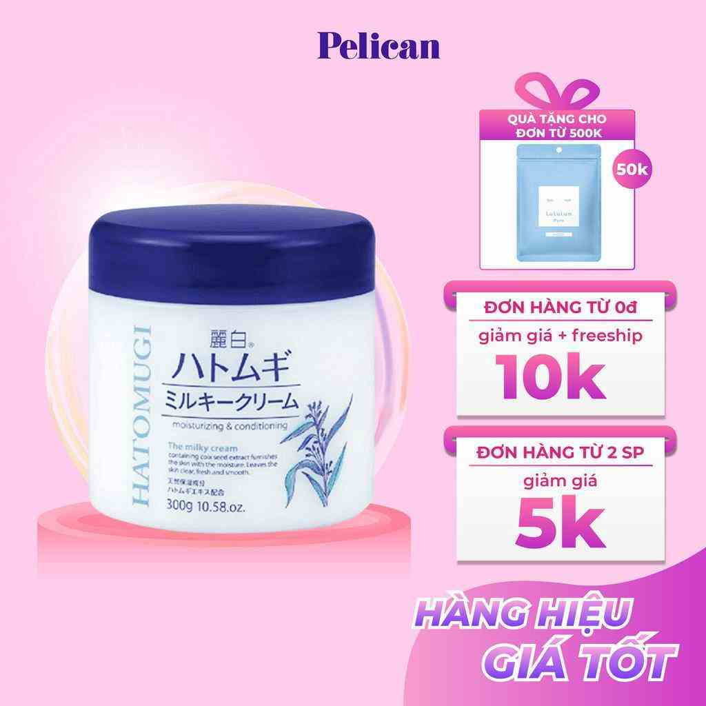 Kem dưỡng da Reihaku Hatomugi Moisturizing Conditioning The Milky Cream cấp ẩm làm sáng da 300g