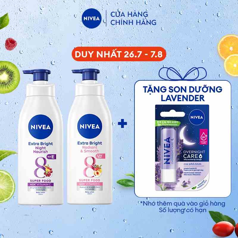 Bộ đôi dưỡng thể NIVEA trắng và mịn da chuyên sâu ngày đêm - 350ml x 2