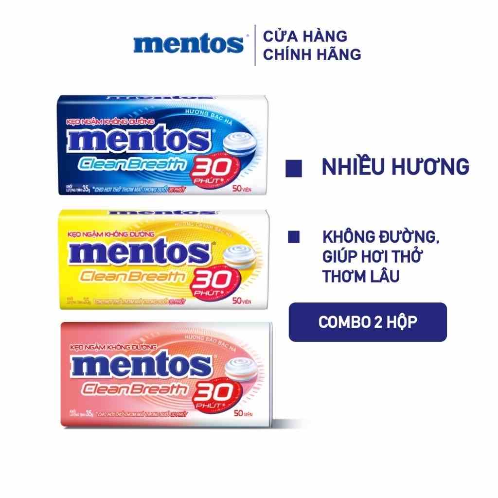 Combo 2 hộp thiếc kẹo Ngậm Không Đường Mentos Clean Breath hương bạc hà