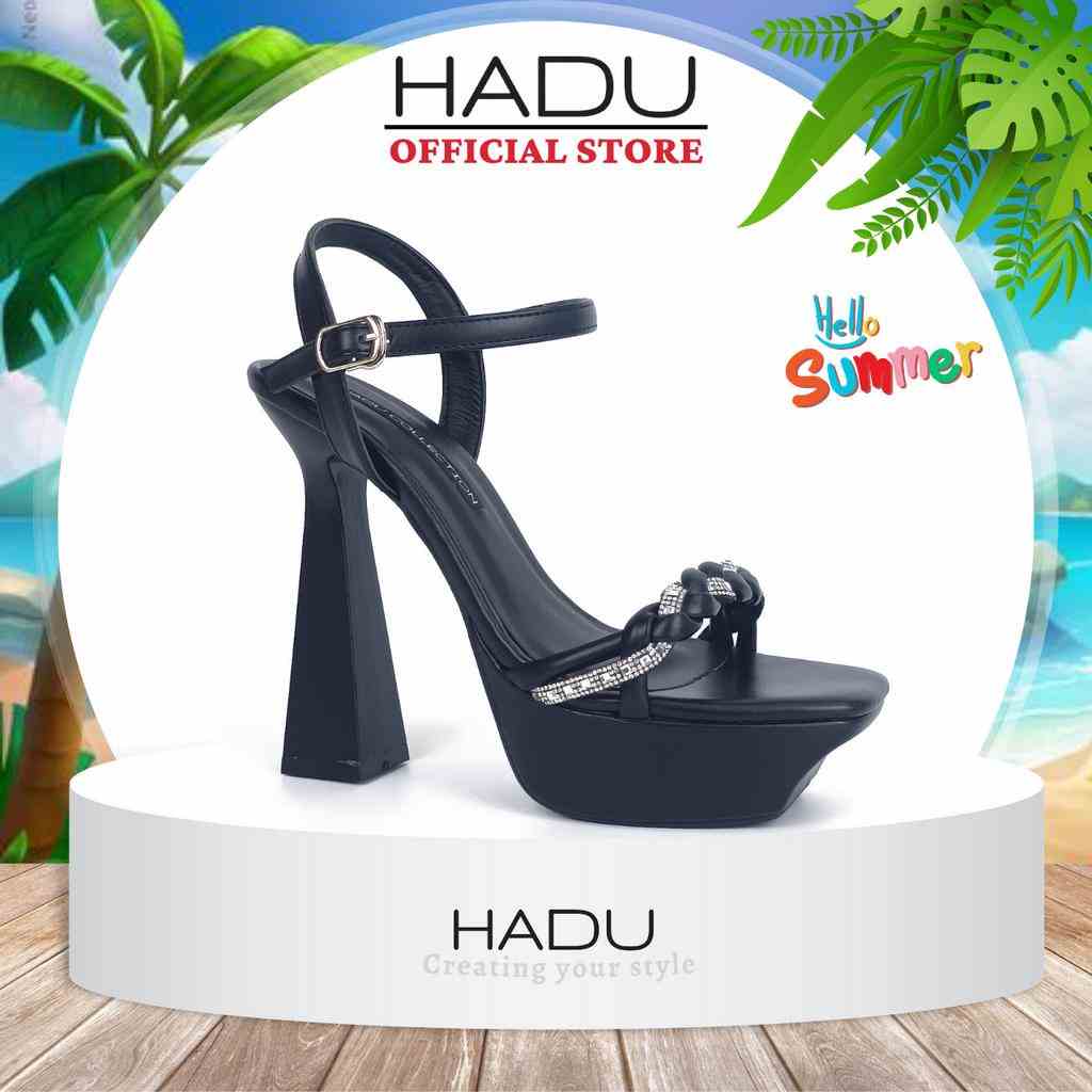 [Mã FA10K28 giảm đến 10k đơn 99k] Giày Sandal Cao Gót 13P Đế Vuông Quai Xoắn Đính Đá Selina HADU M1210, BH 24 Tháng