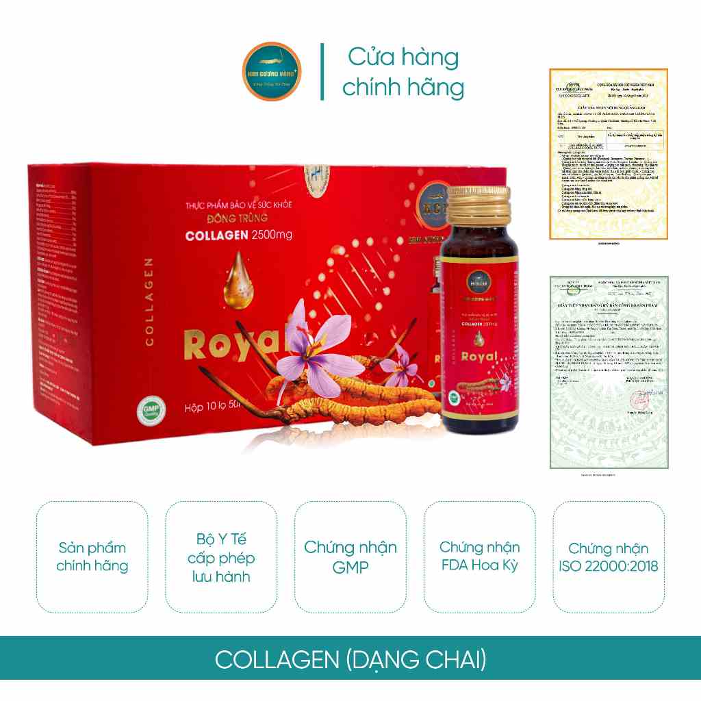 [Mã BMLTB200 giảm đến 100K đơn 499K] Đông Trùng Nhụy Hoa Nghệ Tây Collagen Kim Cương Vàng ( 10 chai x 50ml )