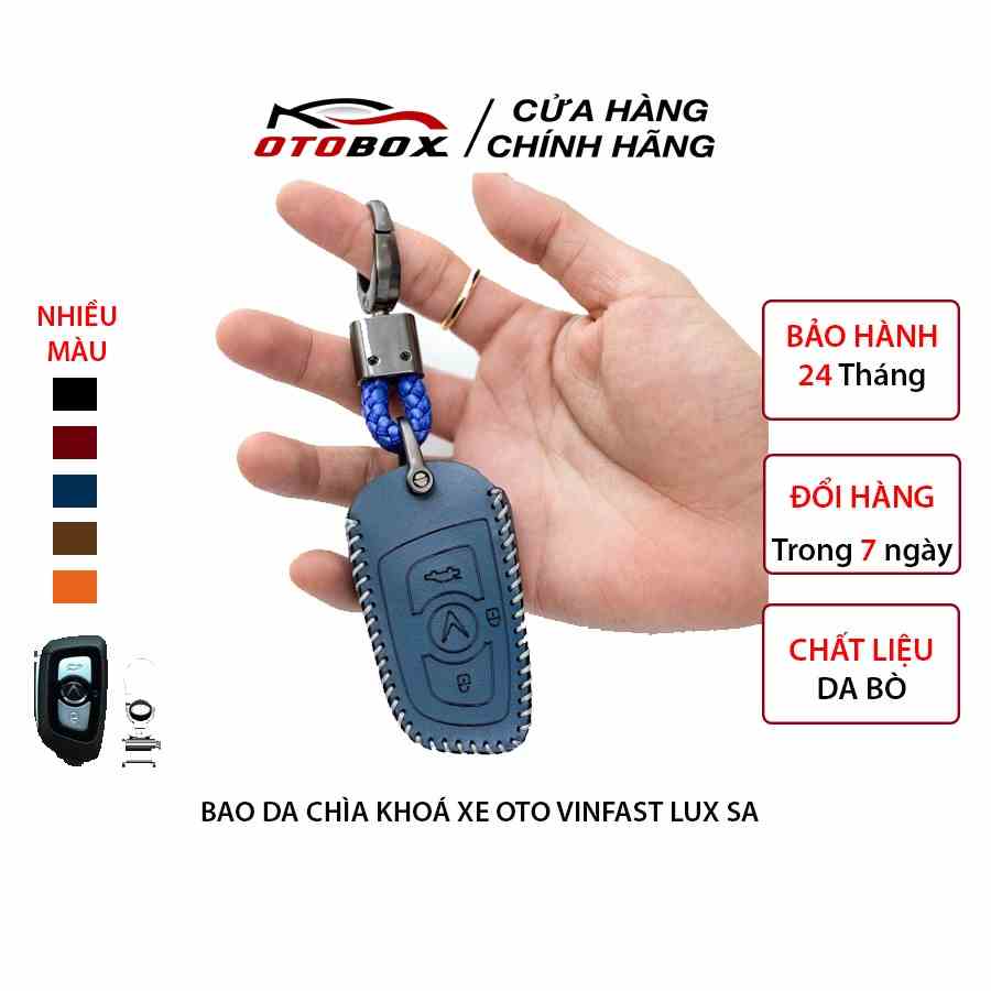 Bọc chìa ô tô Vinfast Lux A, SA chính hãng OTOBOX, chất liệu da bò thật cao cấp, bao da giúp chìa khóa chống xước