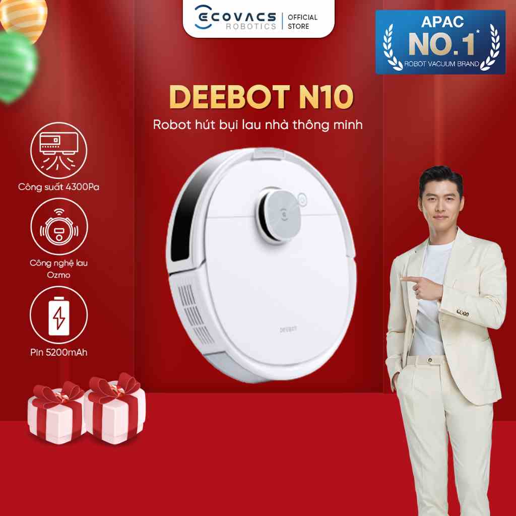 [Mã ELHACE02 giảm 12% đơn 2TR] ROBOT HÚT BỤI LAU NHÀ THÔNG MINH ECOVACS DEEBOT N10 – BẢN QUỐC TẾ – BẢO HÀNH 24 THÁNG