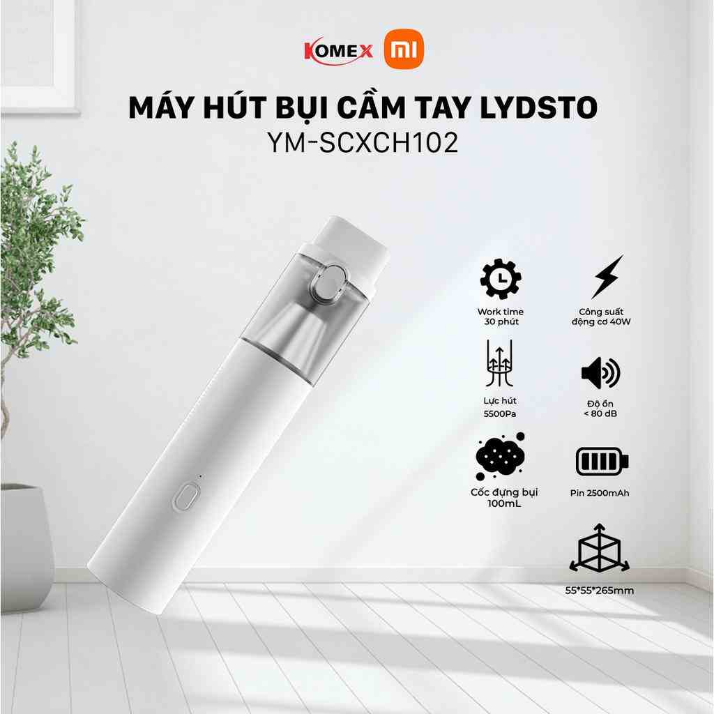 [Mã BMLTA35 giảm đến 35K đơn 99K] Máy hút bụi cầm tay xiaomi lydsto h202 nhỏ gọn lực hút mạnh dễ dàng mang theo - komex