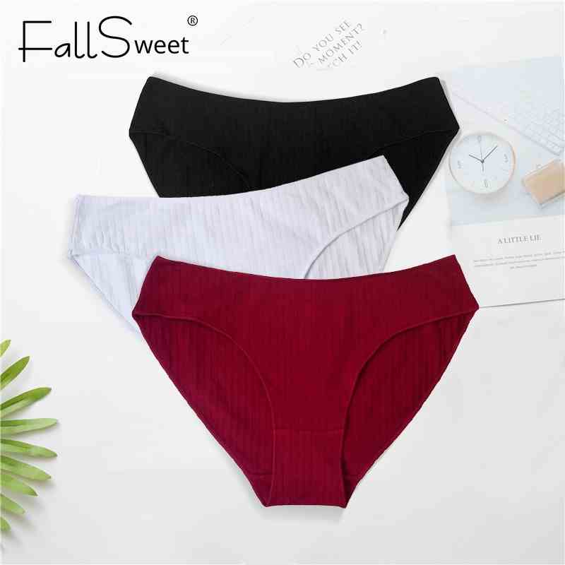 Fallsweet Quần Lót Cotton Màu Trơn Lưng Vừa Cỡ Lớn Thoải Mái Cho Nữ  chất liệu cotton