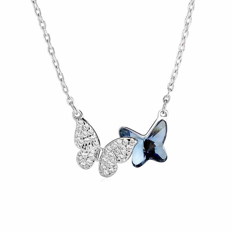 [Mã BMLTB200 giảm đến 100K đơn 499K] Dây chuyền bạc ý 925 pha lê Swarovski Blue butterfly CECY D3132