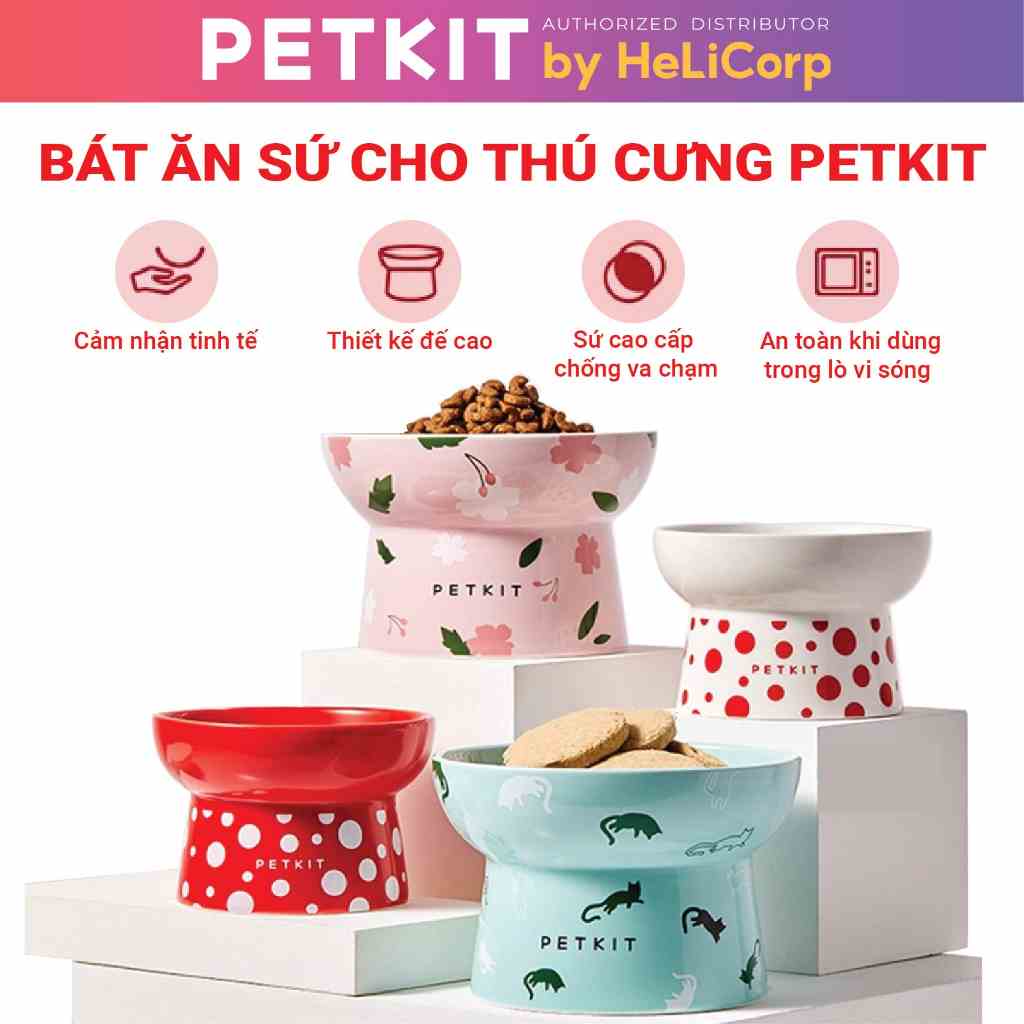 Chén Ăn, Bát Ăn Cho Chó Mèo Chống Gù Làm Từ Gốm Sứ Cao Cấp Ceramic Petkit