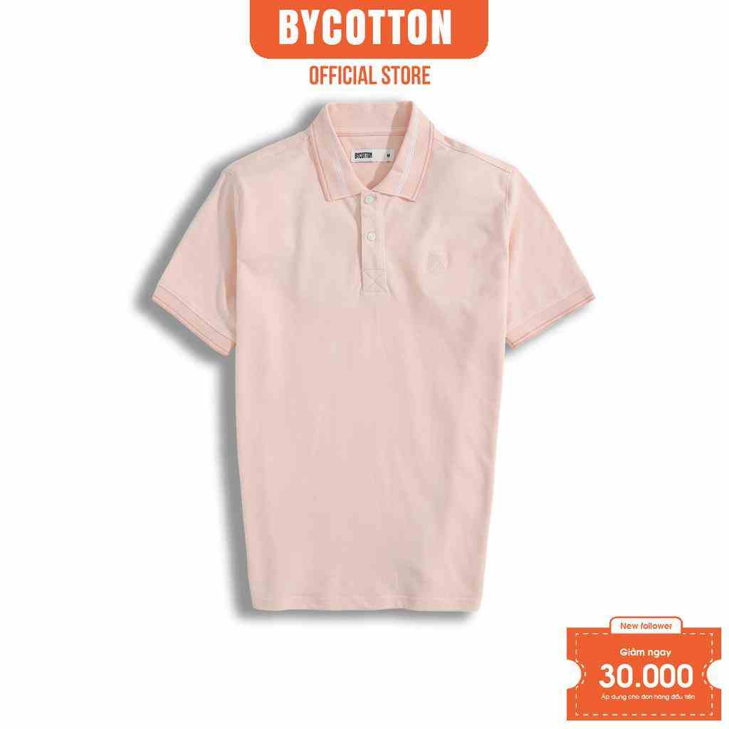 [Mã BYCO300T8 giảm 30% đơn 0K] Áo Thun Nam Polo Cao Cấp Có Cổ BY COTTON HỒNG NHẠT BO TỔ ONG