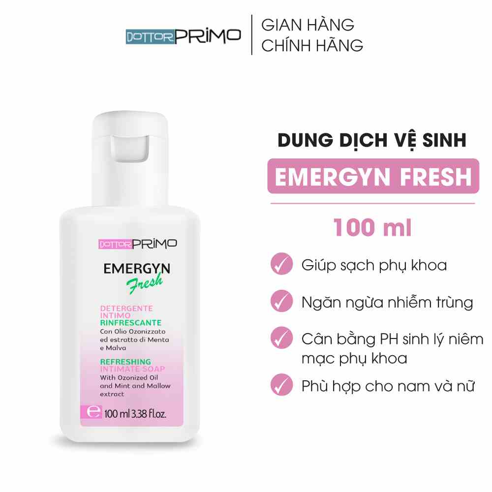 Dung Dịch Vệ Sinh Phụ Nữ Emergyn Fresh DottorPrimo Dùng Hằng Ngày 100ml