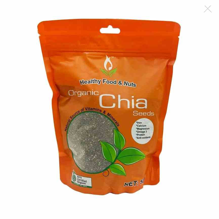 Hạt chia Úc Organic Chia Seed Healthy Care nature superfood hữu cơ gói 500g Extate Official Mall