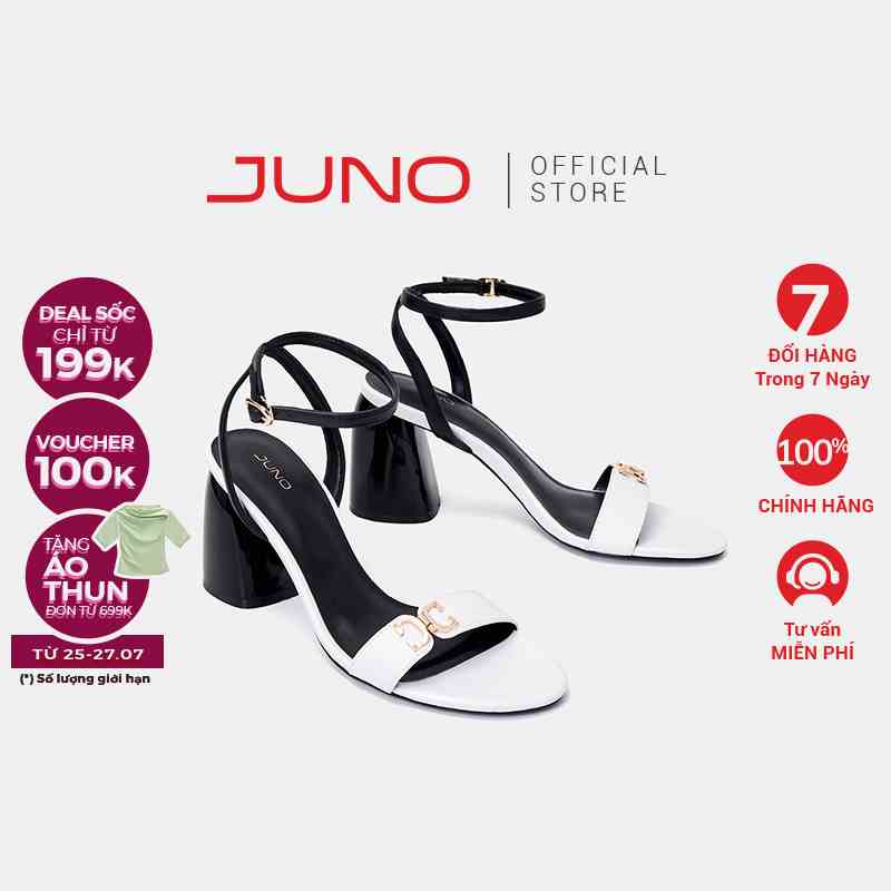 Giày Sandal Nữ 9cm Thời Trang JUNO Quai Ngang Khoá Trang Trí SD09114