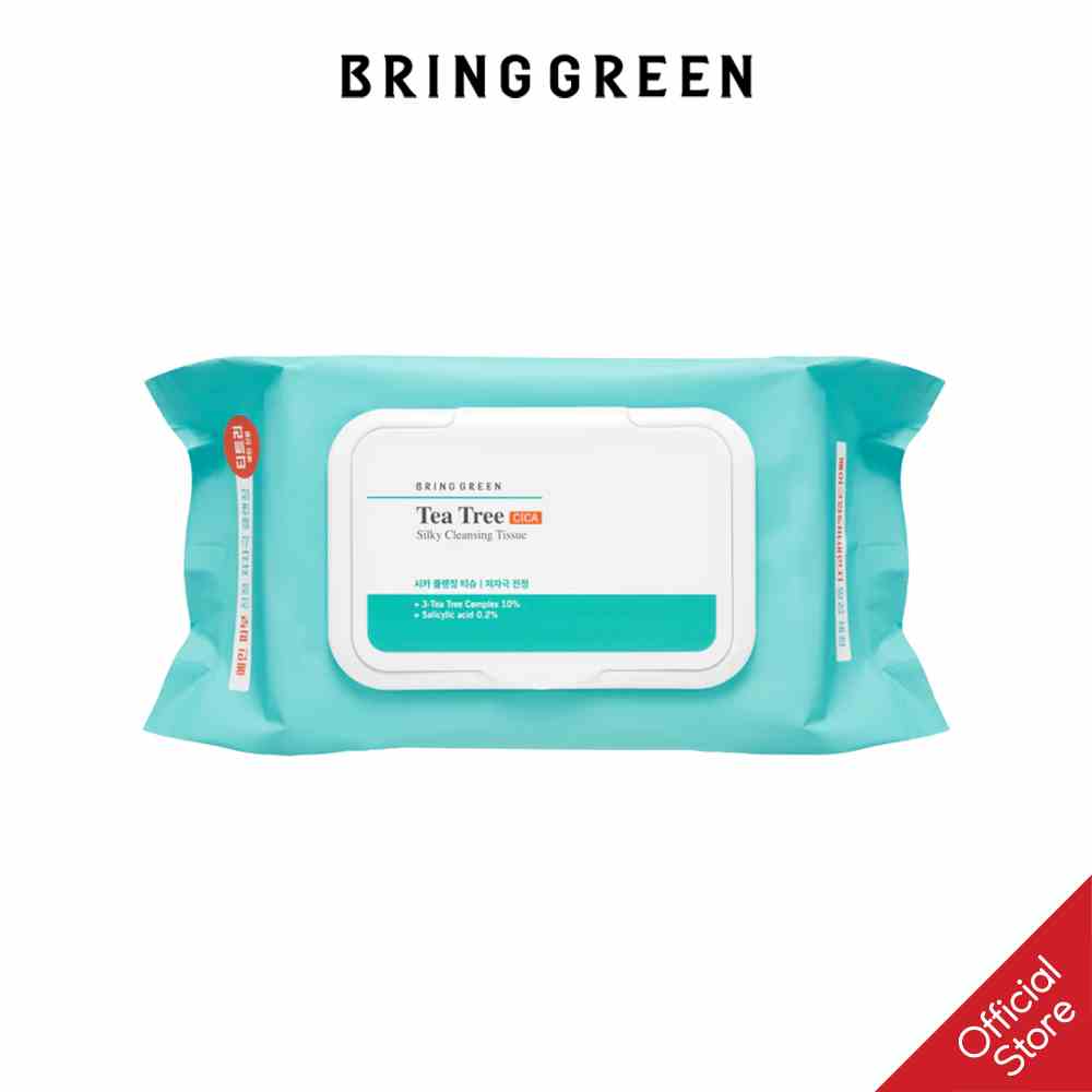 [Mã BMLTA35 giảm đến 35K đơn 99K] Khăn Giấy Tẩy Trang BRING GREEN TEA TREE CICA SILKY CLEANSING TISSUE 80 Miếng