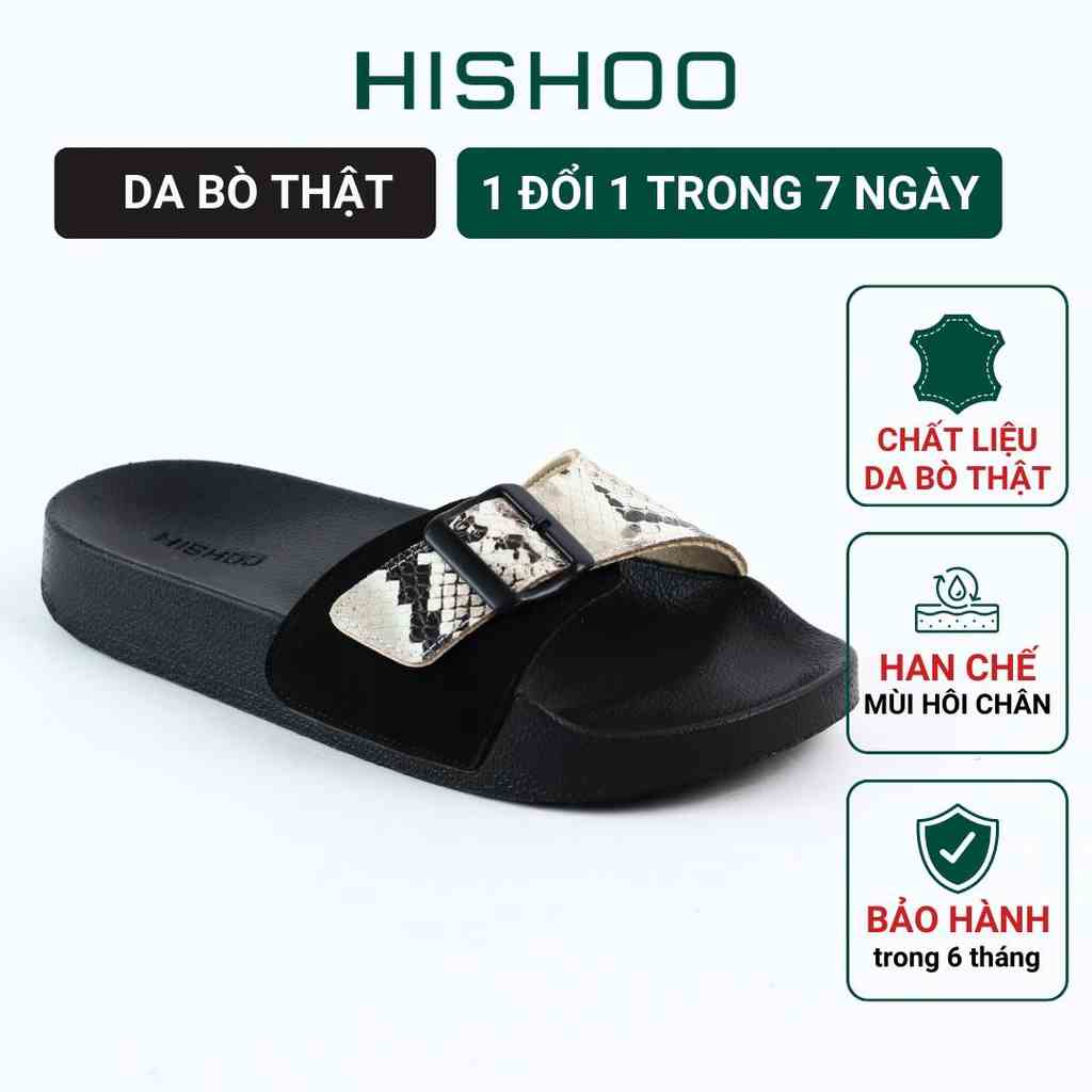 Dép 1 khoá slipper Da Rắn cao cấp nam, nữ  HISHOO siêu nhẹ da bò thật thời trang size 33 - 46 U334