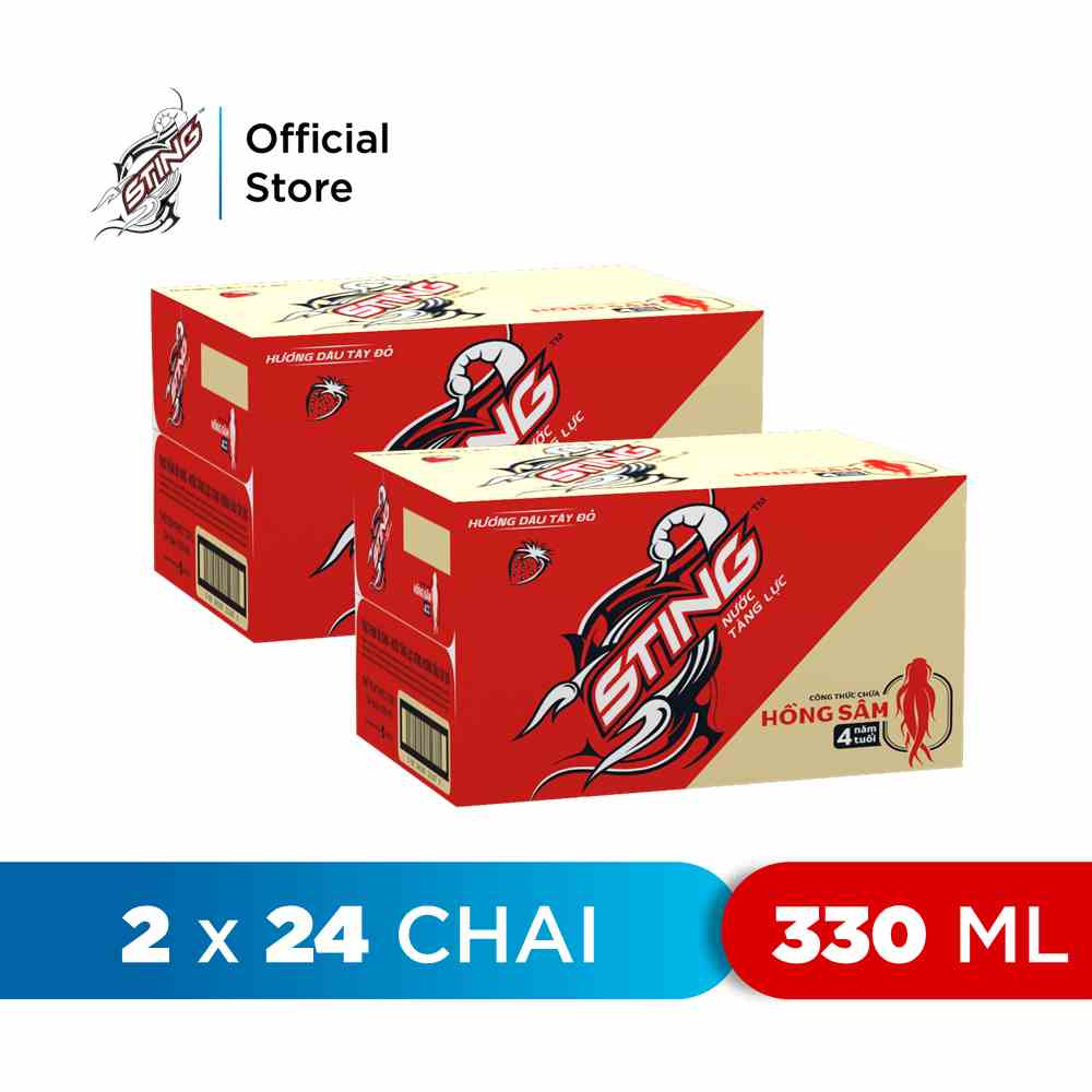 [HỎA TỐC-HCM&ĐN&HN]Combo 2 Thùng 24 Chai Nước Tăng Lực Sting Dâu (330ml/chai)