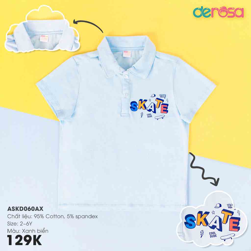 Áo polo cotton bé trai từ 2 tuổi - 6 tuổi Derosa kids ASKD060 (ÁO FORM NHỎ CHỌN TĂNG SIZE)