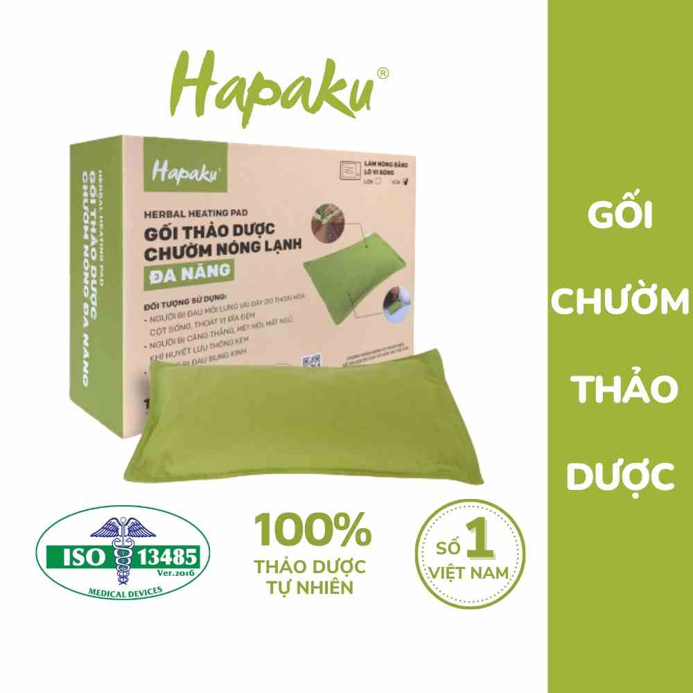 Gối Thảo Dược Chườm Nóng Hapaku, Chườm Cổ Vai Gáy, Giảm Đau Bụng Kinh - Size Vừa