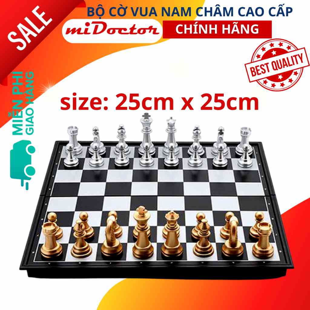 Bộ Cờ Vua Nam Châm Cao Cấp Rộng 25cm 3810 Mạ Vàng Bạc - Chính Hãng miDoctor