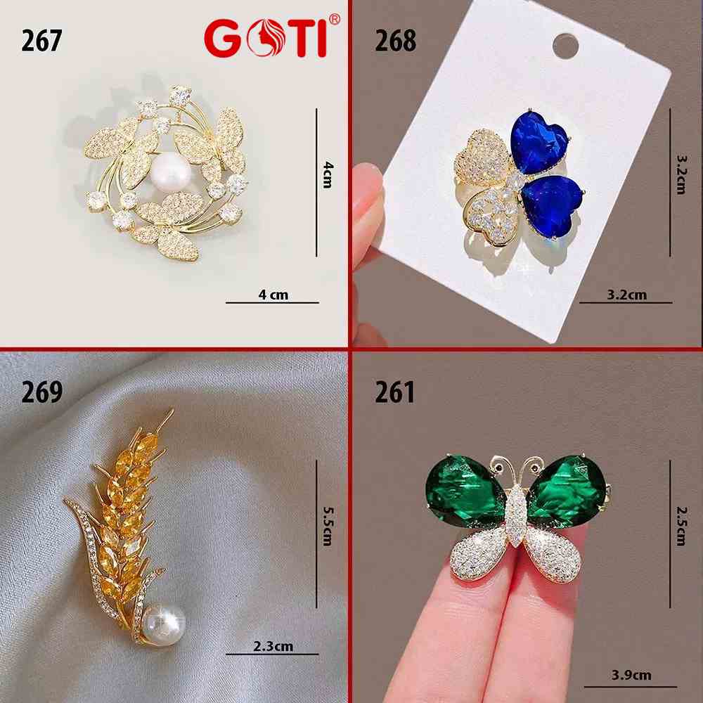 GOTI - Tag Ghim Cài Áo Váy Hình Bướm Hạt Vòng Đẹp Thanh Lịch, Phụ Kiện Trang Trí Dành Cho Nữ Cao Cấp ( Nhiều Mẫu)