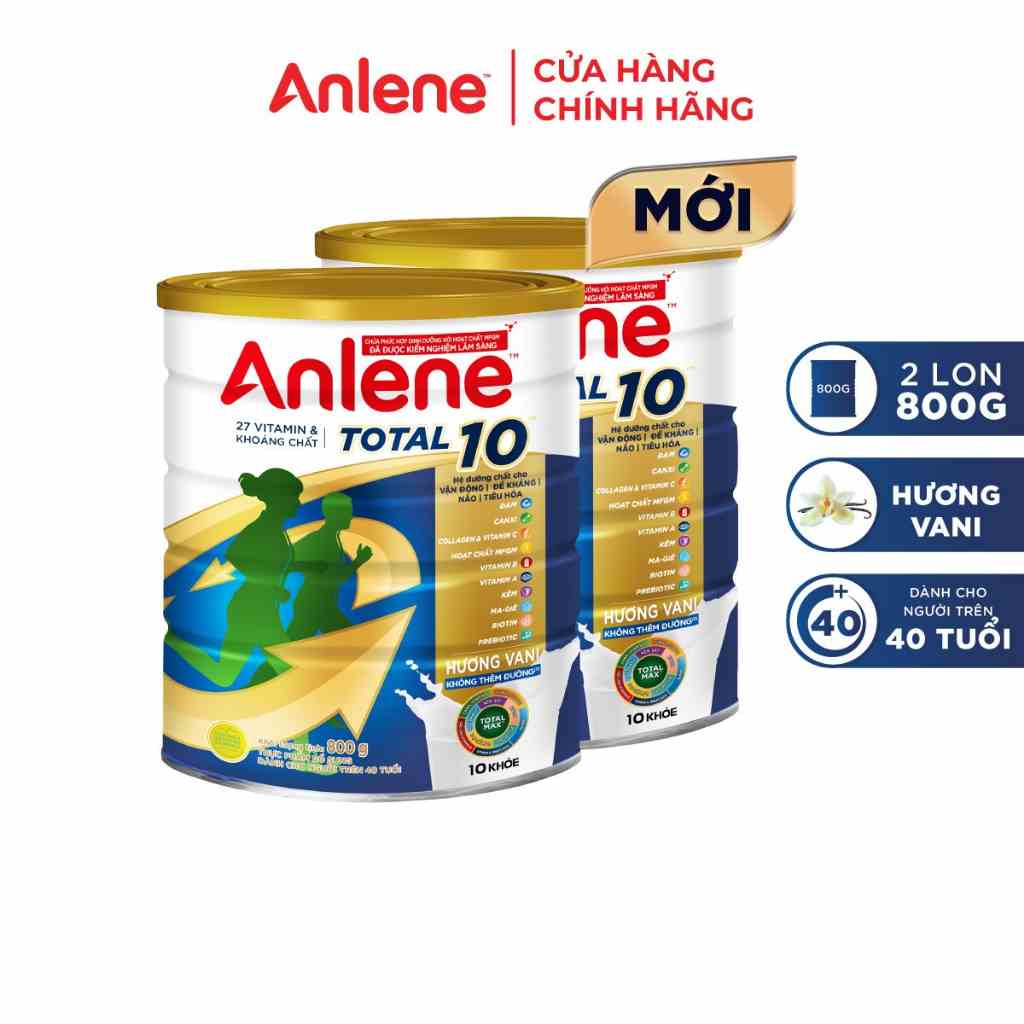 Combo 2 Sữa bột bổ sung dinh dưỡng Anlene Total 10 800g/lon