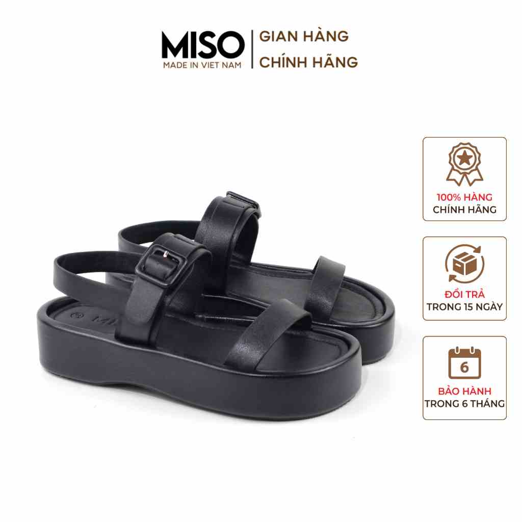 Sandal Bánh Mì Nữ Quai Ngang Đế Cao 4 Phân Da Mềm Êm Chân Miso M009