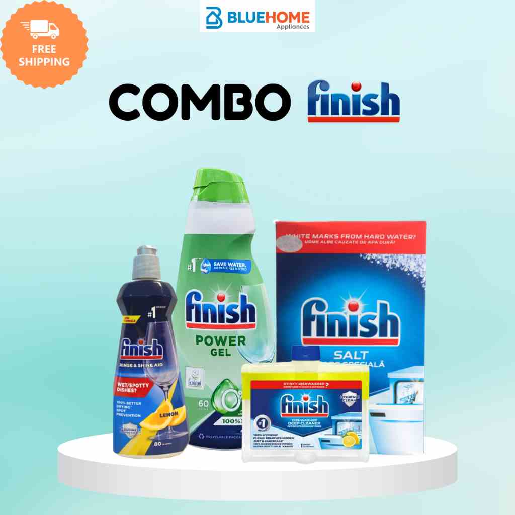 Combo Finish: Gel Finish Eco 0% 900ml + Muối 1.5kg + Bóng 400ml + Dung dịch vệ sinh 250ml