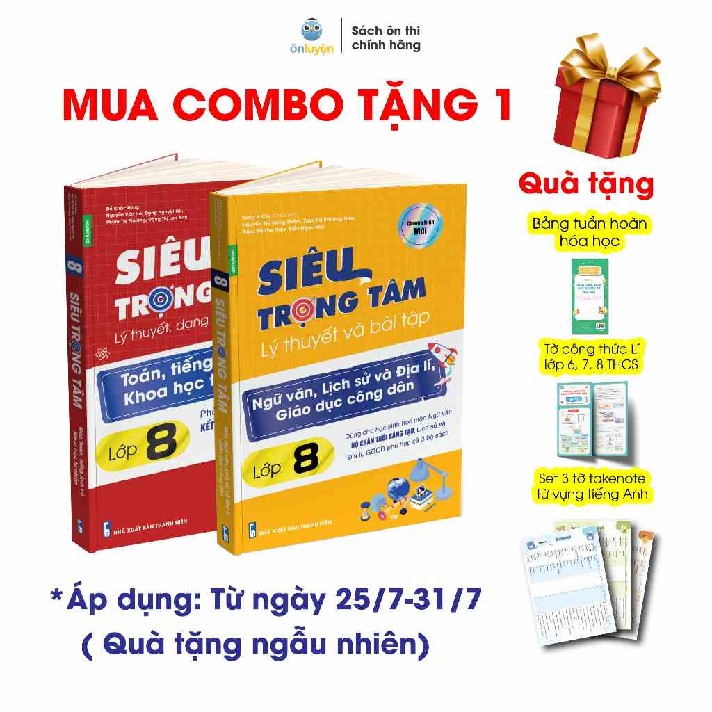 Lớp 8 (Bộ Chân Trời )- Combo 2 Sách Siêu trọng tâm TOÁN, TIẾNG ANH, KHTN và Văn, Khoa học xã hội lớp 8-Nhà sách Ôn luyện