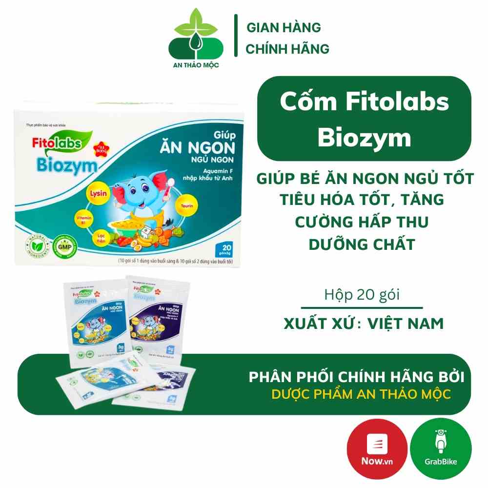 Cốm FITOLABS BIOZYM giúp bé ăn ngon ngủ tốt tăng cường sức đề kháng hấp thu dưỡng chất hộp 20 gói