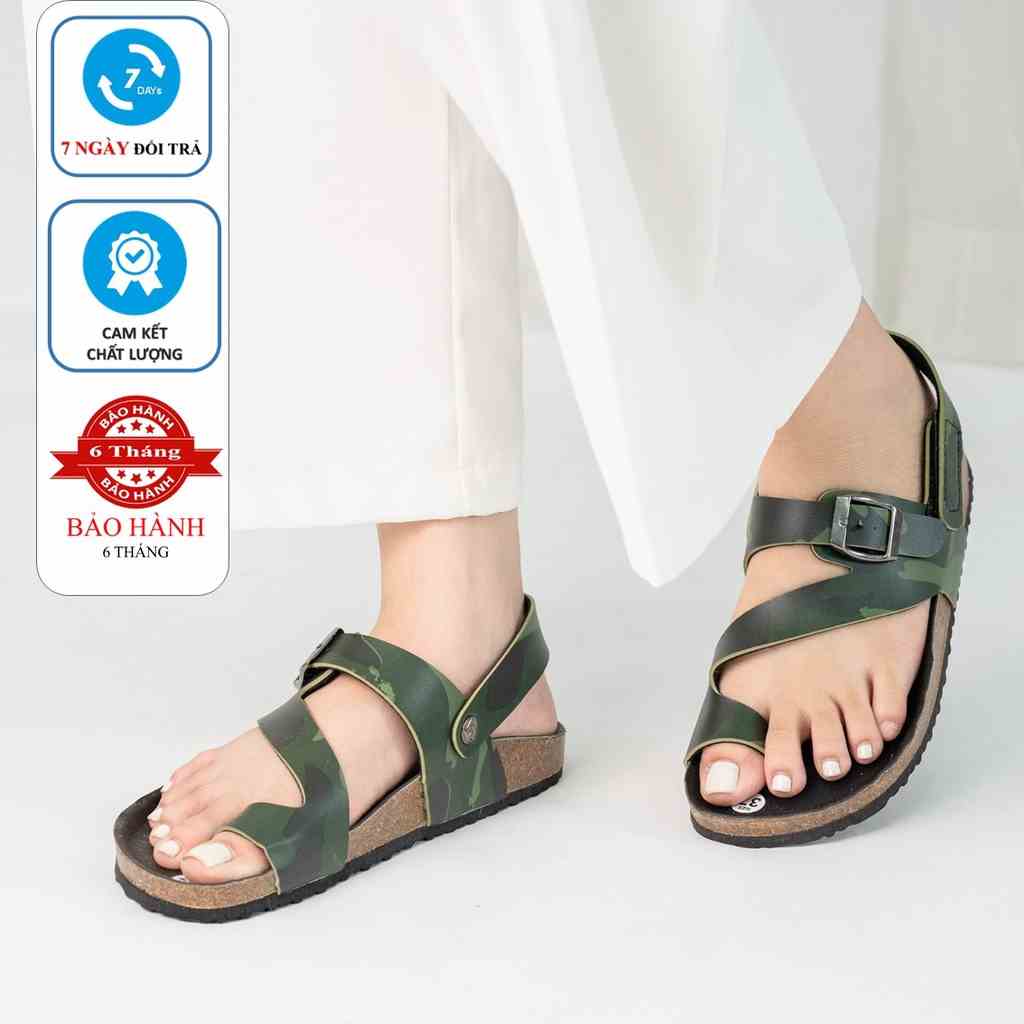 [Bản giới hạn] R20 - Sandal Birken Đế Trấu BIOLINE Camo Rằn Ri Unisex Nam nữ Quai Xỏ ngón đan chéo Da PU cao cấp