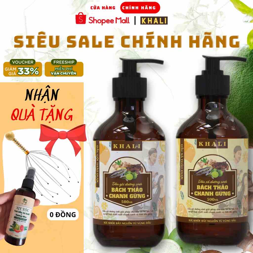 Dầu Gội Dưỡng Sinh BÁCH THẢO - Trà Xanh, Chanh Gừng, Bồ Kết, Hà Thủ Ô - Ngăn Rụng, Kích Mọc Tóc