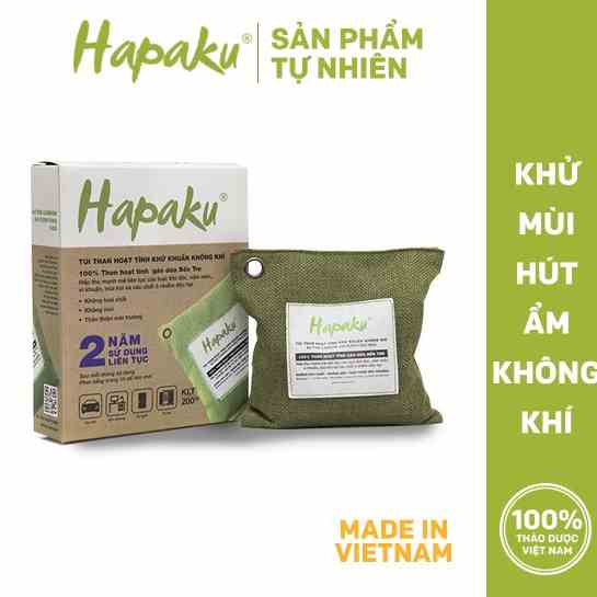 Túi Than Hoạt Tính Hapaku Khử Mùi Ô Tô, Hút Mùi Tủ Lạnh, Hút Ẩm Phòng, Làm Từ 100% Gáo Dừa Bến Tre