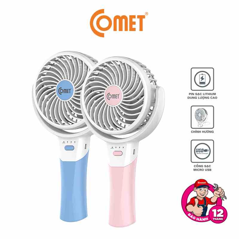 Quạt Sạc Mini Gấp Gọn Cầm Tay Comet CRF0904 3W Nhỏ Gọn Sạc USB Tiện Lợi, Dung Lượng Pin 1.200mAh