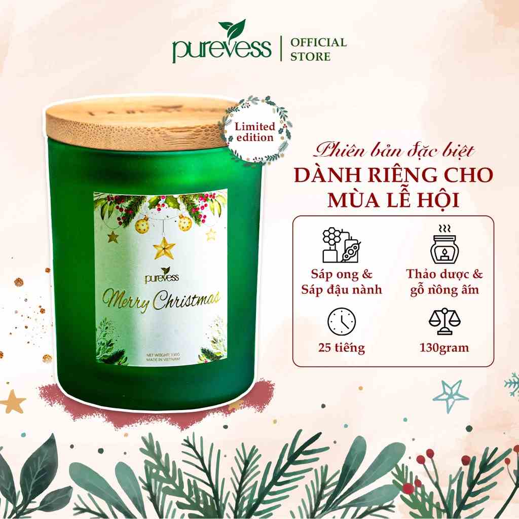 [PURE22 giảm 22k đơn 229k] Nến thơm giáng sinh Purevess, quà tặng noel cho bạn trai, bạn gái, bạn bè và người thân