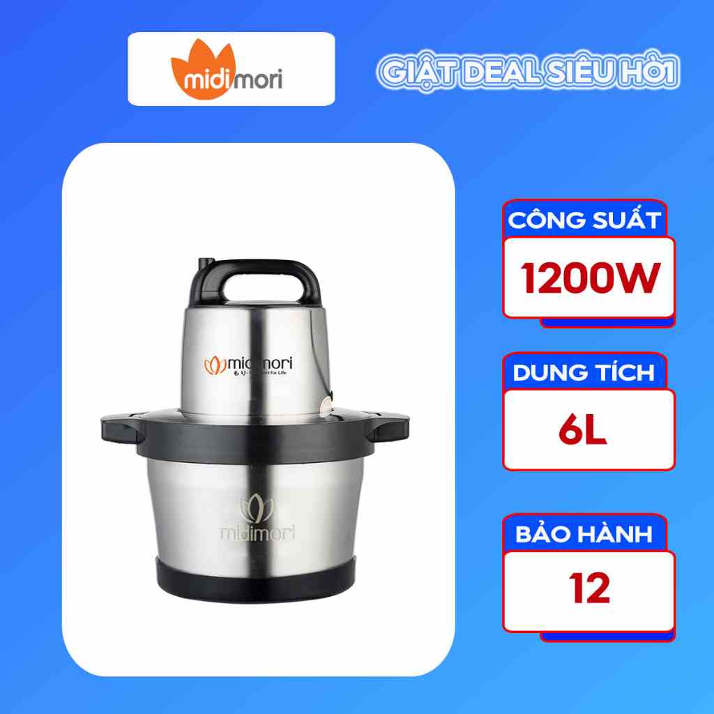 [Mã BMLTB200 giảm đến 100K đơn 499K] Máy xay thịt inox cao cấp Midimori MDMR-1200 (1200W) - Hàng chính hãng