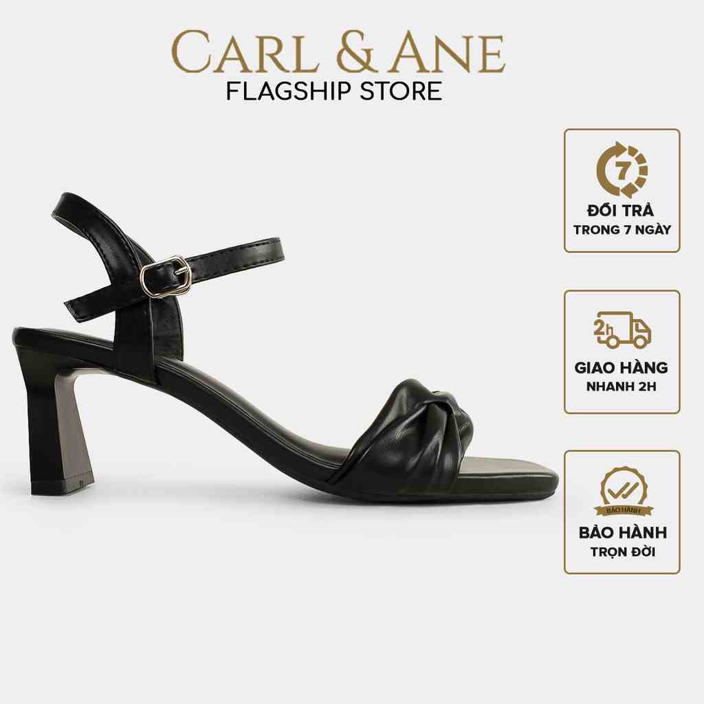 [Mã BMLTB35 giảm đến 35K đơn 99K] Carl & Ane - Giày cao gót nữ hỡ mũi quai nơ phối dây cao 6cm màu đen - CS018