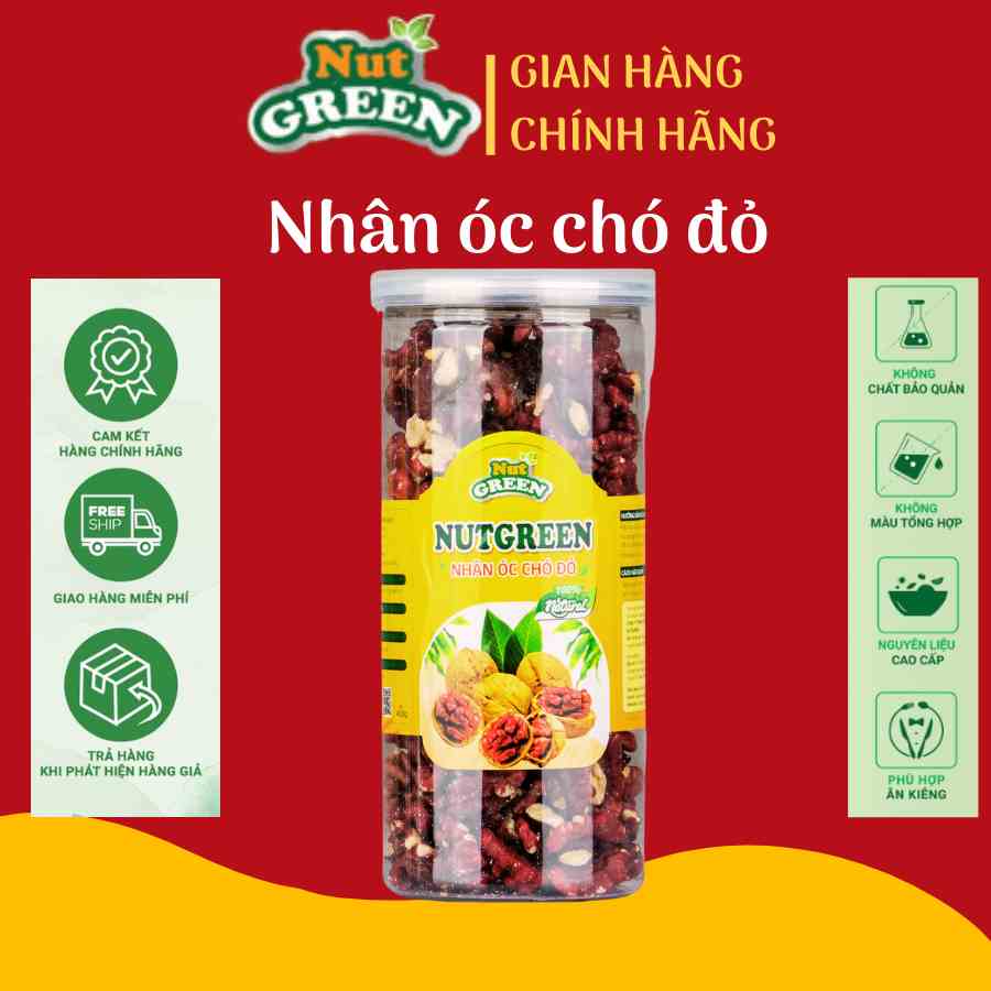 Hạt óc chó đỏ Mỹ chính hãng NutGreen Hàng nhập khẩu cao cấp Date mới thơm ngon 500G