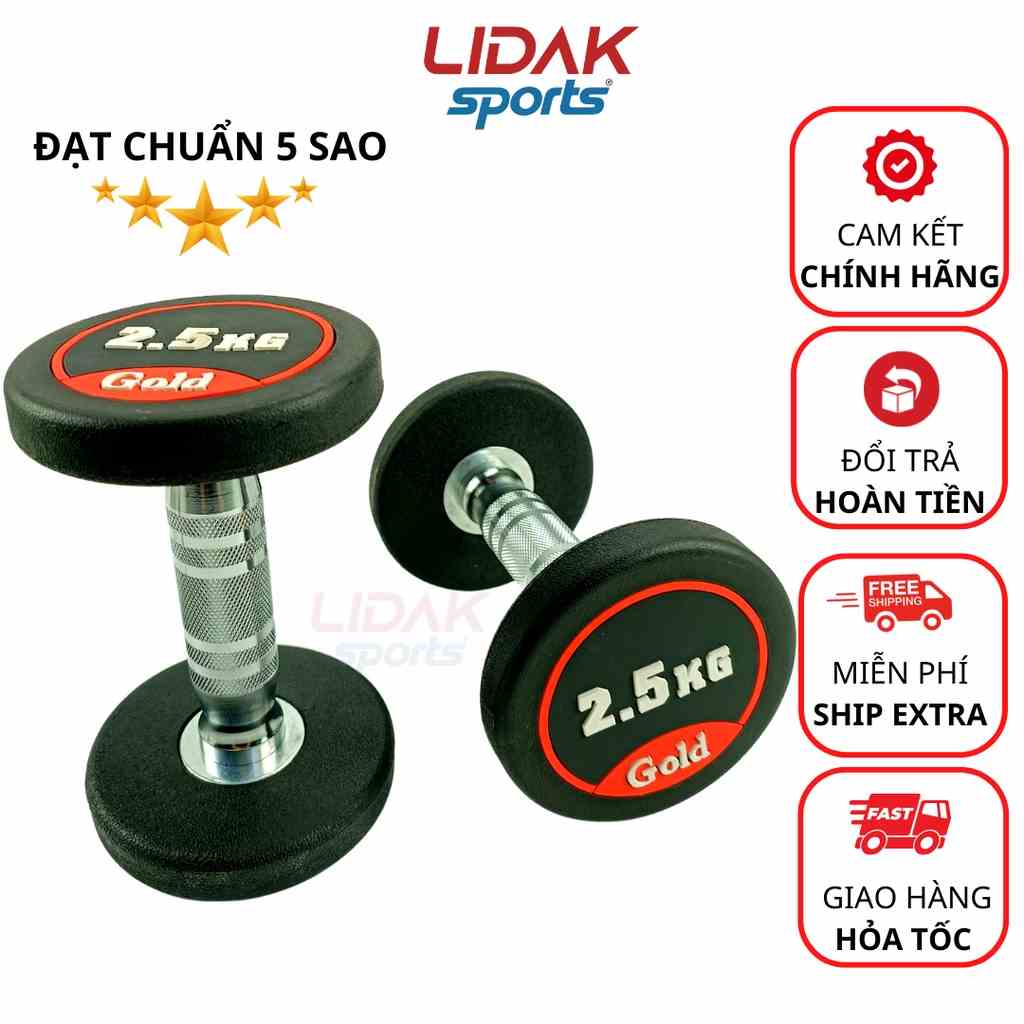 [Mã BMLTB35 giảm đến 35K đơn 99K] Tạ tập tay tập Gym Lidak nhập khẩu 2,5kg Gold (Jodan2023) - LIDAK SPORT