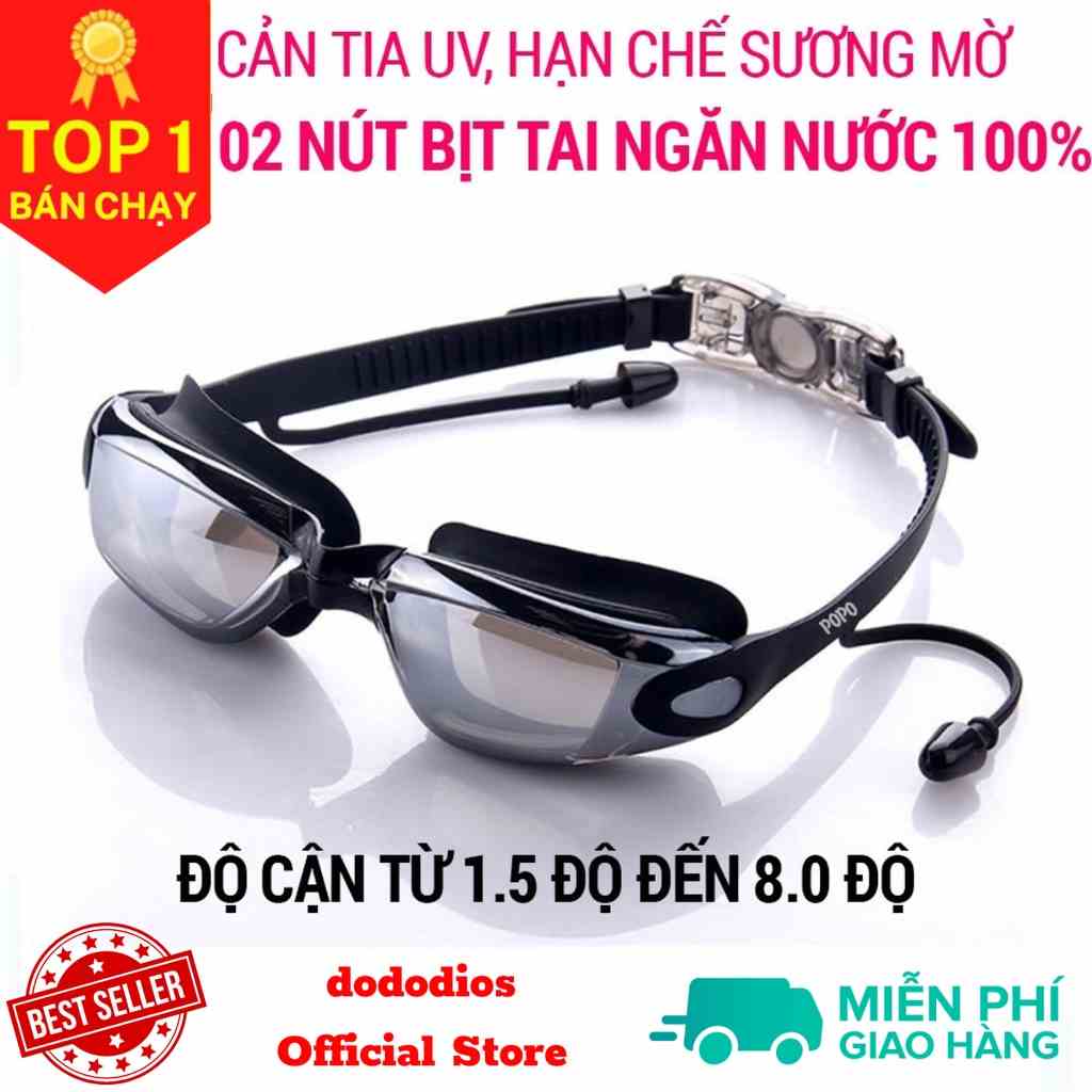 Kính bơi cận thị có độ cận từ 1.5 đến 8.0 mắt tráng gương chính hãng dododios cho người lớn, trẻ em, cho bé từ 8 tuổi