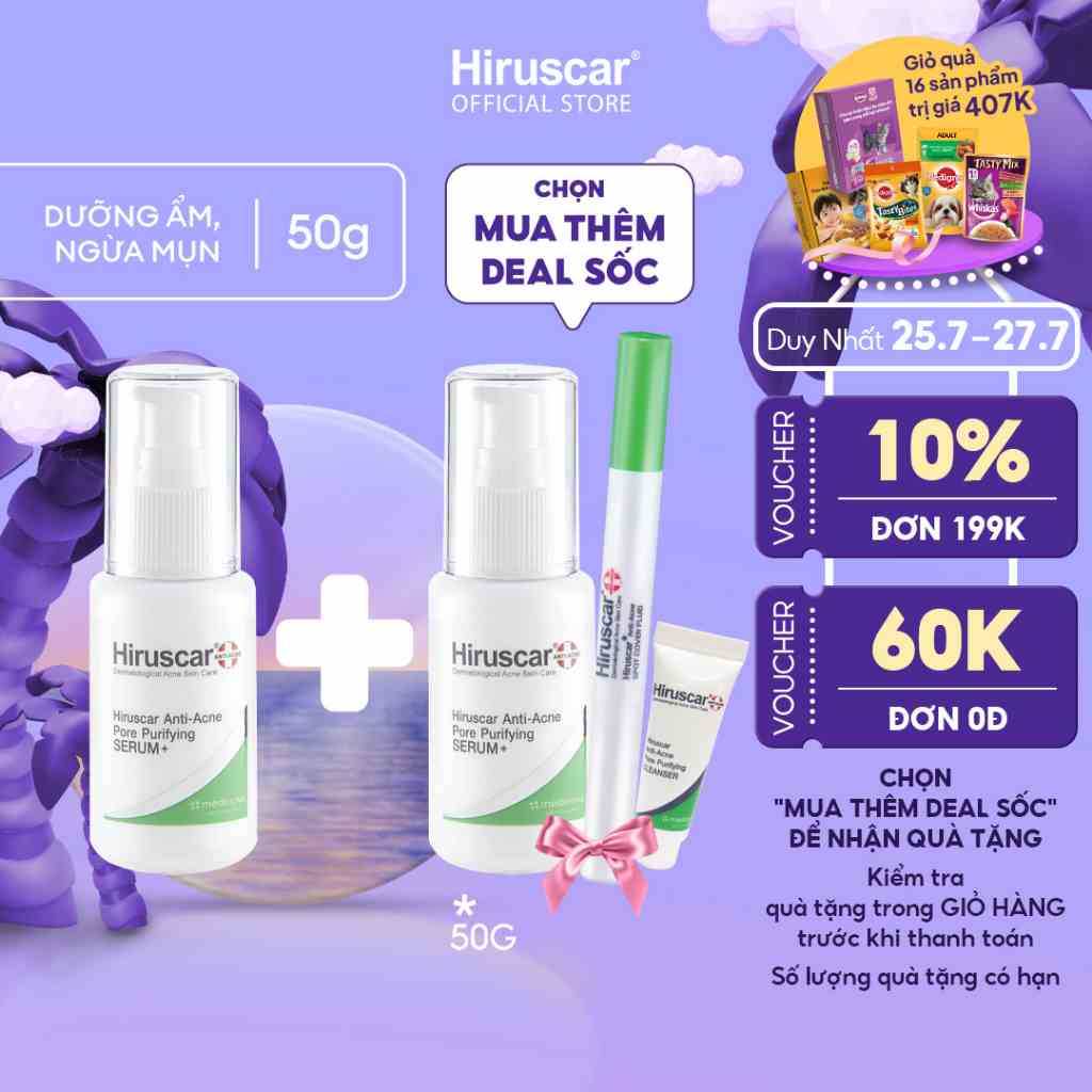 Serum dưỡng ẩm và ngừa mụn Hiruscar Anti-Acne Pore Purifying SERUM+