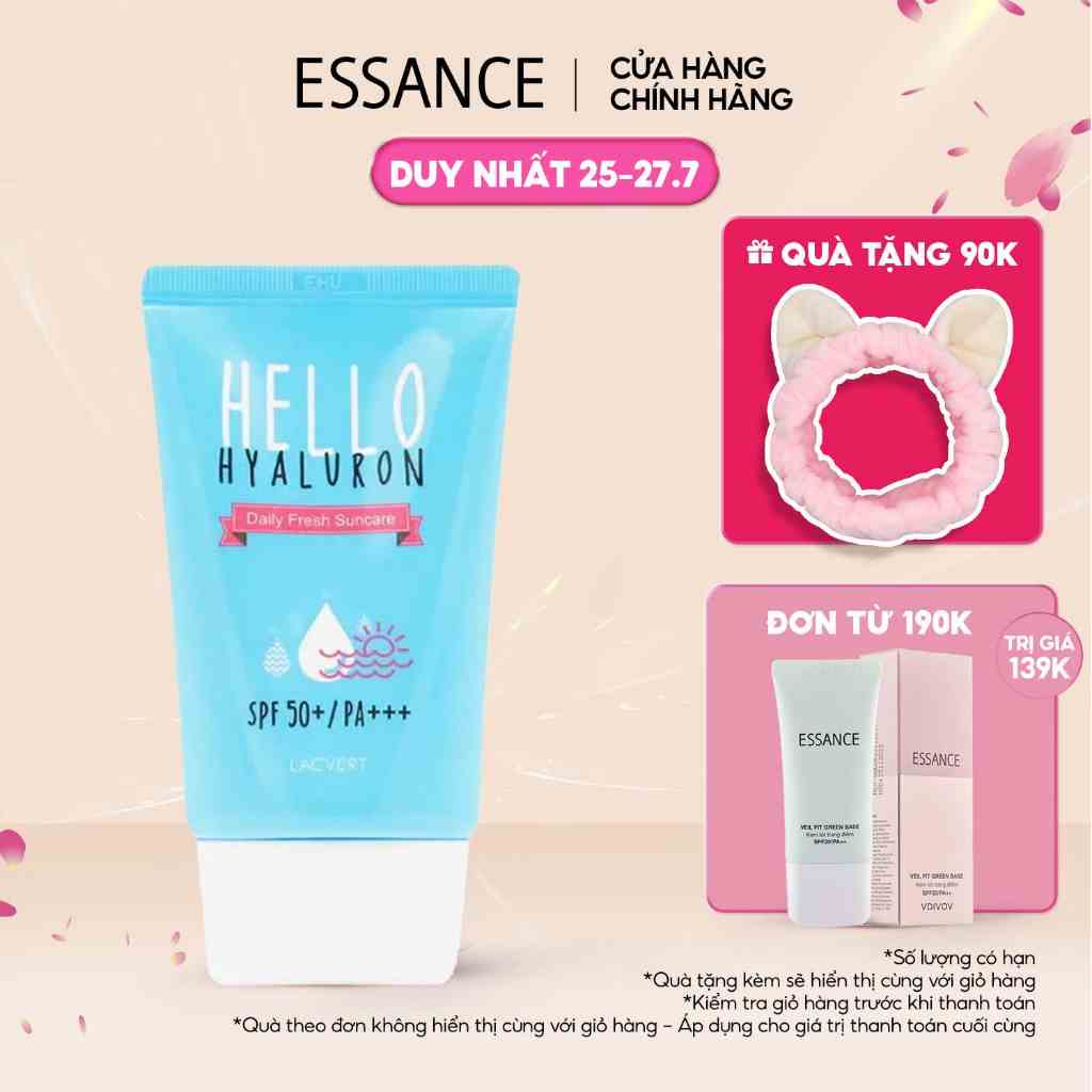 Kem chống nắng dịu da Essance Lacvert Hello Hyaluron Daily Fresh Suncare SPF 50+/PA+++50ml