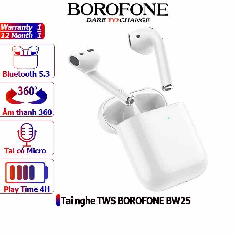 Tai nghe không dây BOROFONE BW25 Bluetooth 5.3 có Micro thích hợp cho các loại smartphone