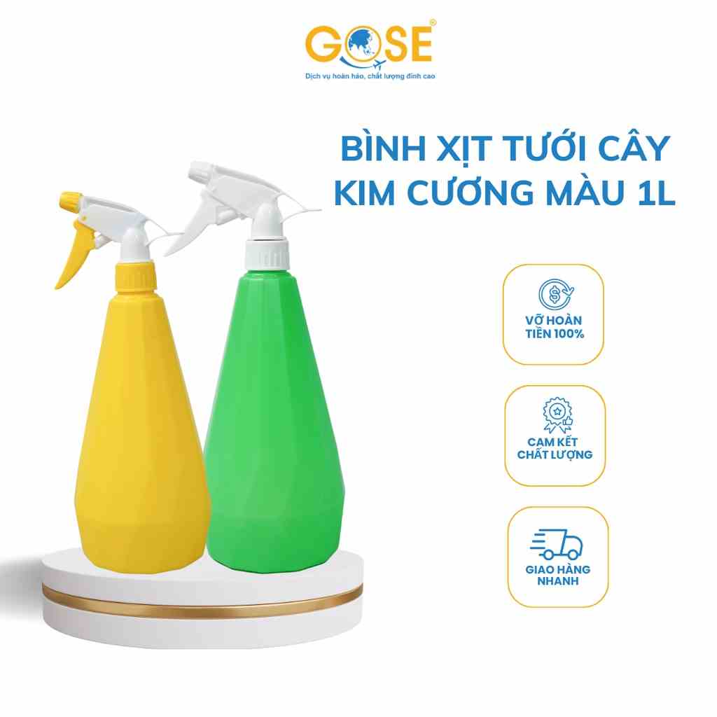 [Mã BMLTB35 giảm đến 35K đơn 99K] Bình xịt tưới cây 1L GOSE vòi phun sương nước xịt hóa chất liệu nhựa HDPE chính hãng