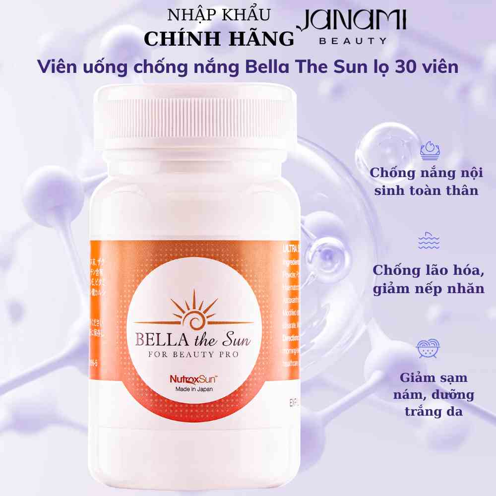 [Mã BMLTA35 giảm đến 35K đơn 99K] Viên uống chống nắng nội sinh Bella The Sun 30 viên Nhật Bản Chính Hãng