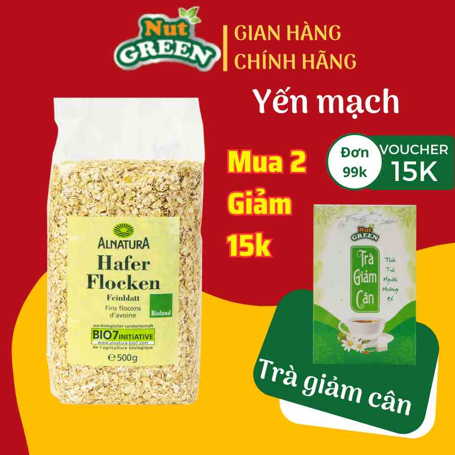 Yến mạch giảm cân Cán Dẹt & Cán Vỡ Hafer Flocken Đức NUTGREEN Healthy Food