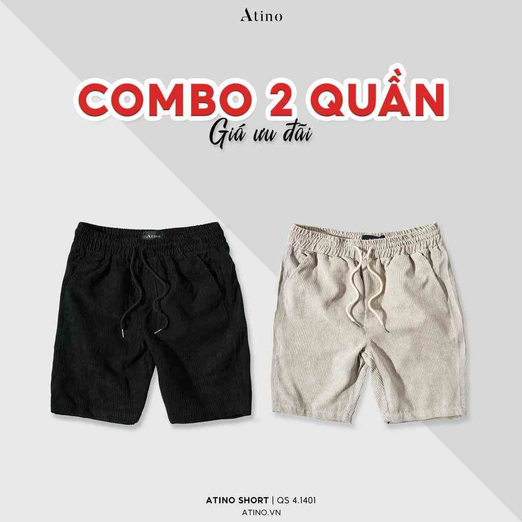 Combo 2 Quần Short Nam Trơn TNUTA ATINO Chất Liệu Nhung Tăm Dáng Trẻ Trung Form Regular QS4.1401