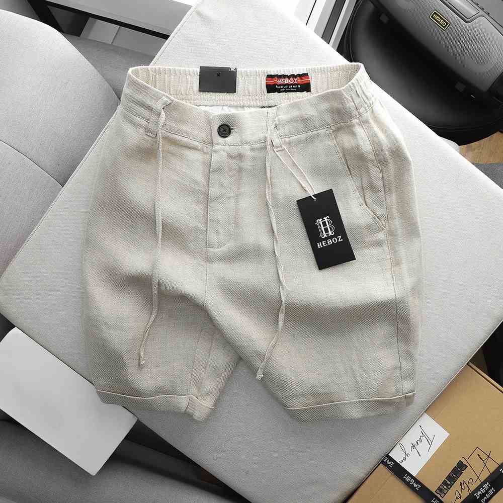 [Mã BMLTB200 giảm đến 100K đơn 499K] Quần short nam chất vải linen cao cấp lưng thun có dây rút Ss23 Heboz 5M - 00001438