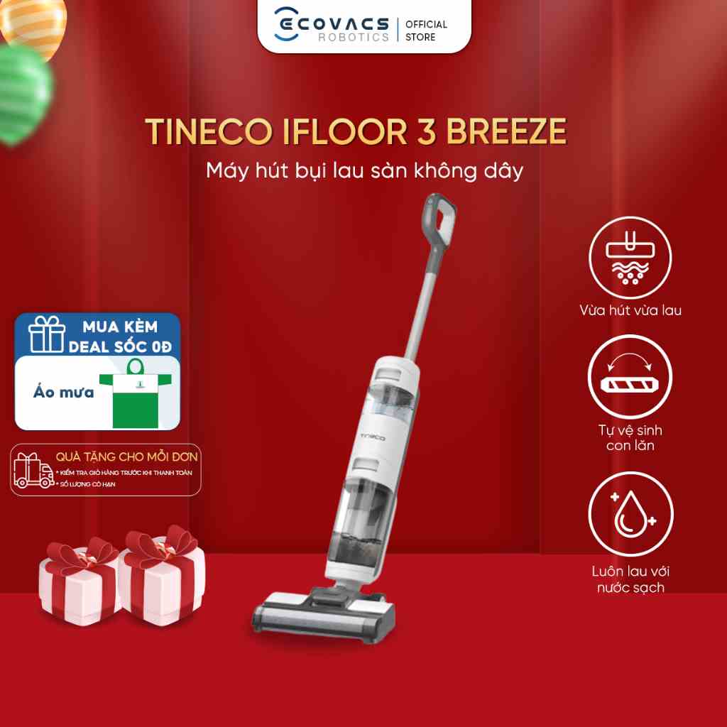 [Mã ELHACE02 giảm 12% đơn 2TR] MÁY HÚT BỤI LAU SÀN KHÔ VÀ ƯỚT TINECO IFLOOR 3 BREEZE COMPLETE – BẢN QUỐC TẾ