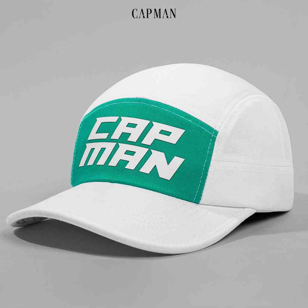 Mũ lưỡi trai thể thao 5panel CAPMAN màu trắng xanh CM45